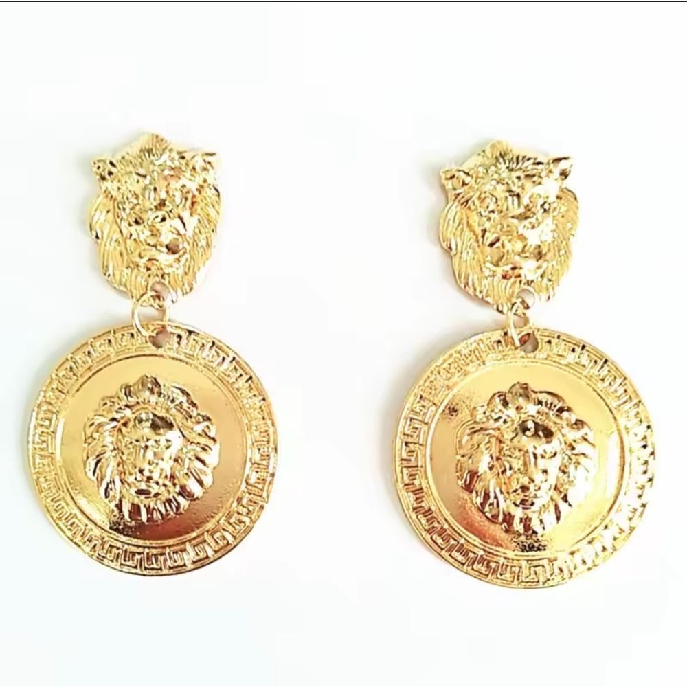 Designer Inspired Gold Lion Earrings